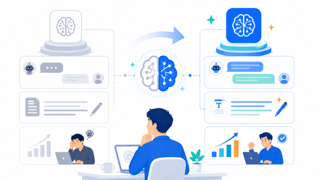 GPT-5.5의 향상된 AI 성능 개념