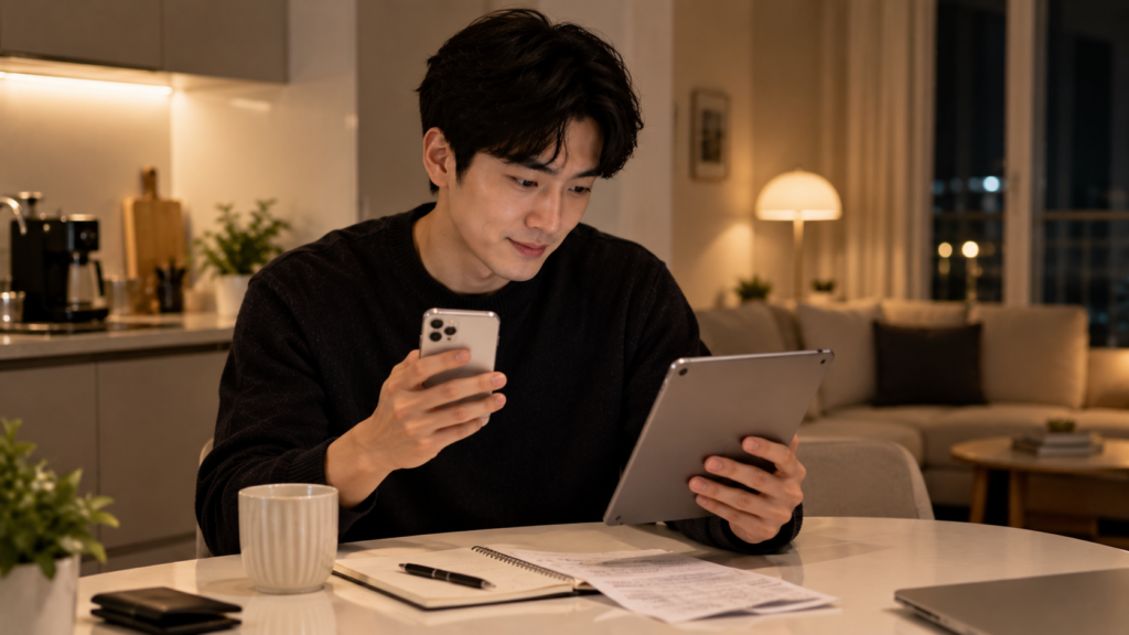 월급 관리 방법에서 생활비와 비상금을 구분하는 모습