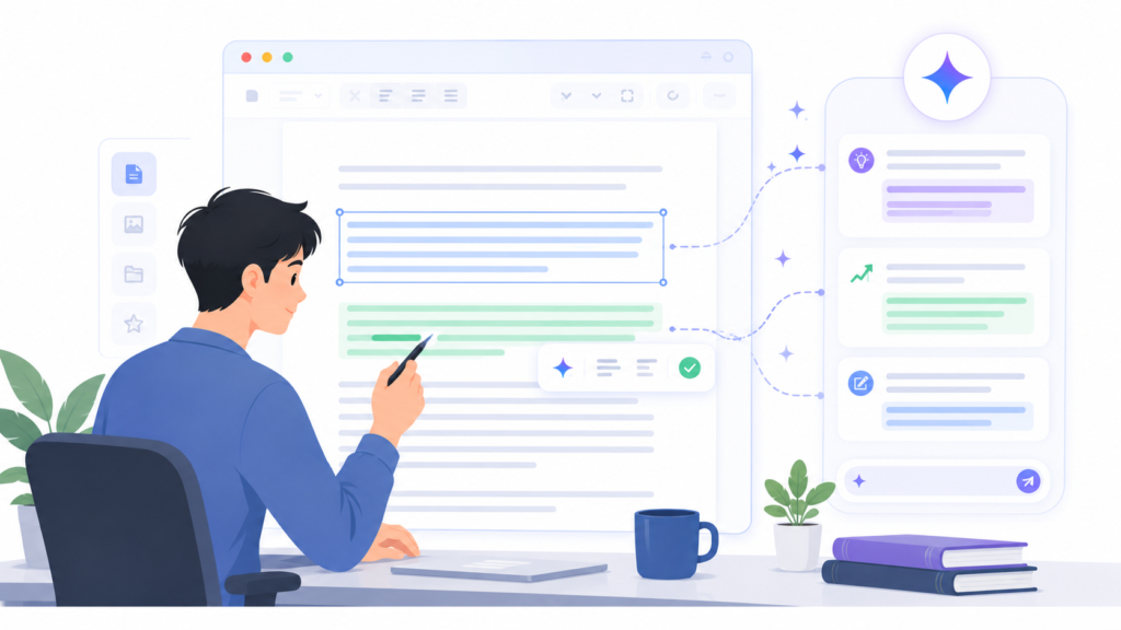 Gemini Canvas의 문서 편집 작업 공간